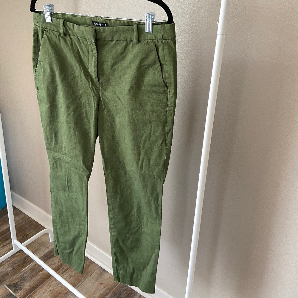 Green Ankle Length Work Pants